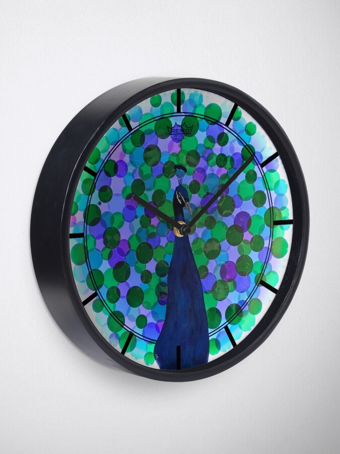 Alternate view of Radiance - Peacock Drum Head Painting Art Clock