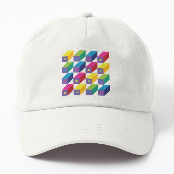 Roman Blocks - brights on grey - Geometric pattern by Cecca Designs Dad Hat