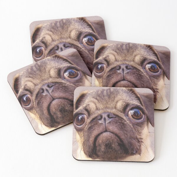 Item preview, Hand Painted Dog Portrait Creepy Pug Face designed and sold by aventi24.