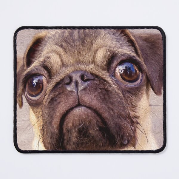 Item preview, Hand Painted Dog Portrait Creepy Pug Face designed and sold by aventi24.