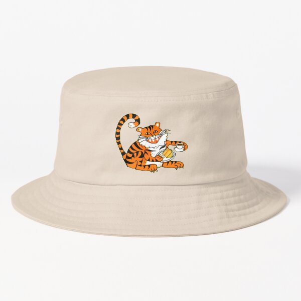 Tiger tea time - Original Linocut by Francesca Whetnall Bucket Hat