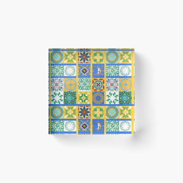 Item preview, Abstract patterns on ceramic tile, bright yellow theme designed and sold by Chinxi.