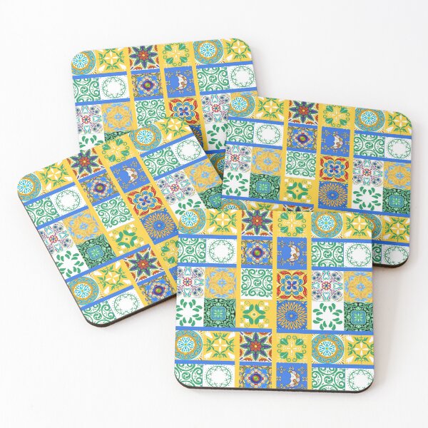 Item preview, Abstract patterns on ceramic tile, bright yellow theme designed and sold by Chinxi.