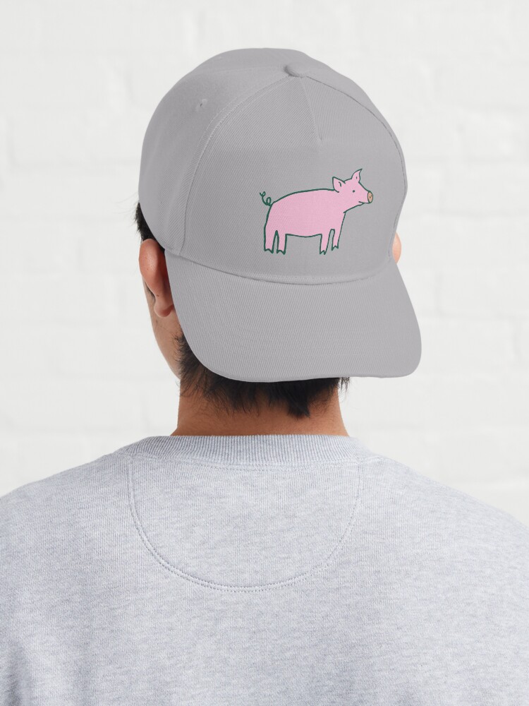 Alternate view of Simple Pig - pink and white - cute animal pattern by Cecca Designs Cap