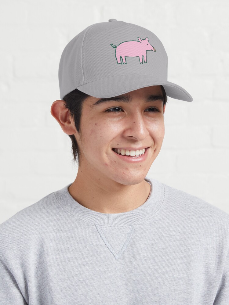 Alternate view of Simple Pig - pink and white - cute animal pattern by Cecca Designs Cap
