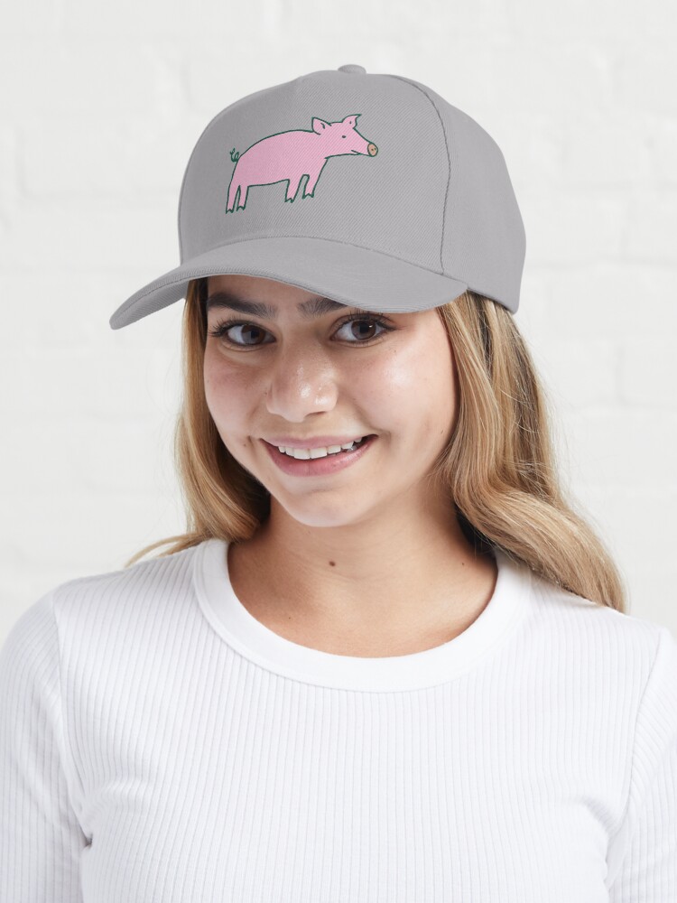 Alternate view of Simple Pig - pink and white - cute animal pattern by Cecca Designs Cap
