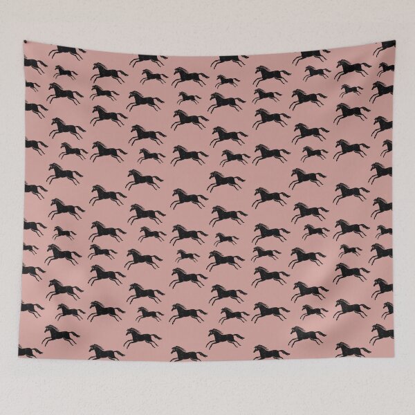 Artikelvorschau, Schwarze Pferde auf Pink entworfen und verkauft von marthaseahorse.