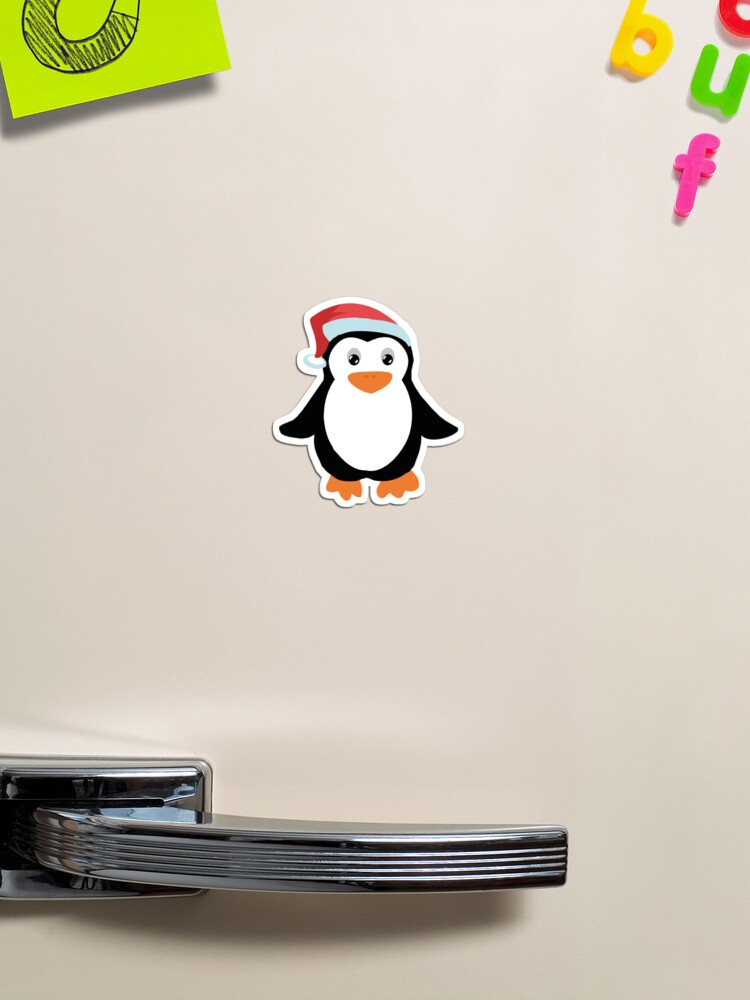 METAL FRIDGE MAGNET Merry Christmas Penguin Wearing Hat Bird Humor 