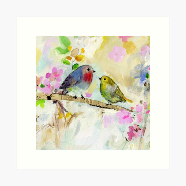 Item preview, Birds and blooms mixed media painting on Ivory designed and sold by Sue Zipkin.