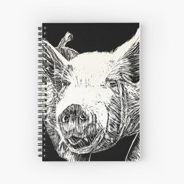 Pig Scratchboard Art Spiral Notebook