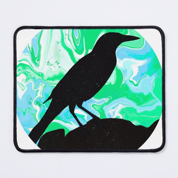 Item preview, Groovy bird - colorful swirls & bird silhouette - aqua and green ocean colors designed and sold by thephoenixsoul.