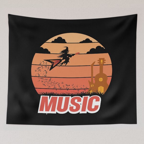Item preview, Scary witch riding guitar music designed and sold by YacineHB01.