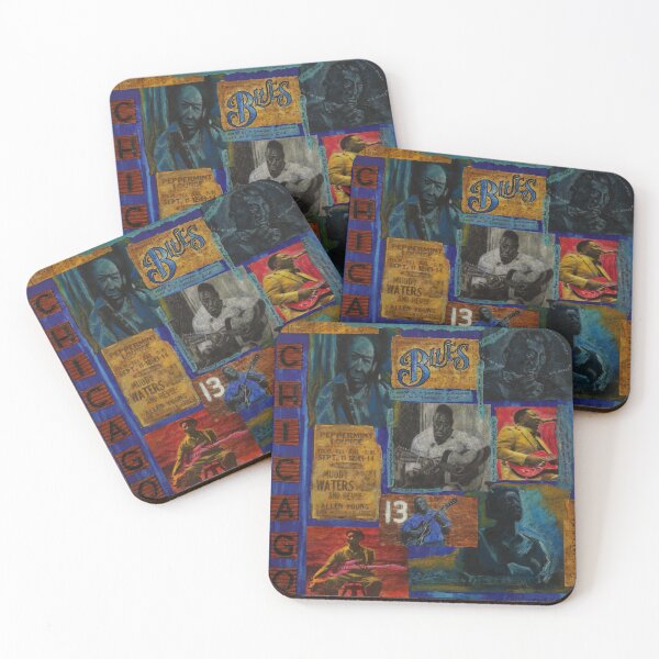 Item preview, Chicago Blues, Mixed media and collage: Muddy Waters, Little Walter, Hound Dog Taylor and Howling Wolf designed and sold by AliSullivanArt.
