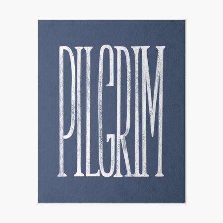 Pilgrim - White on Blue Art Board Print