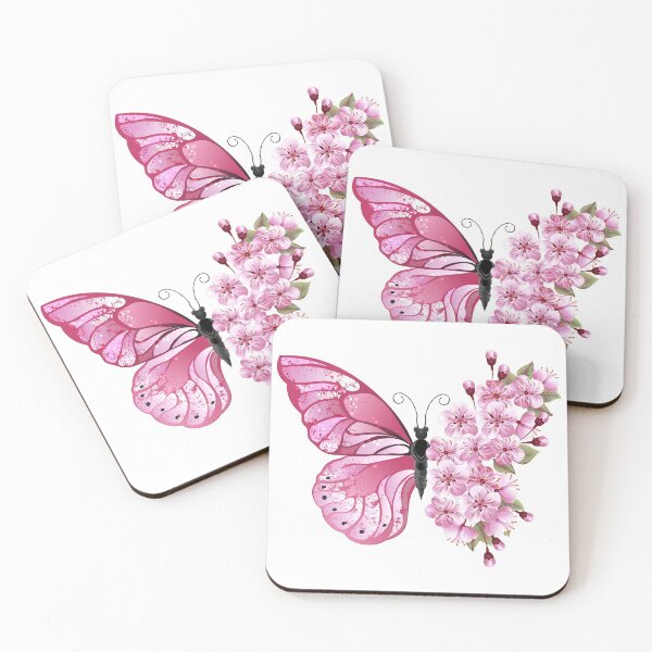 Item preview, custom pink butterfly face mask designed and sold by ZANTRART.