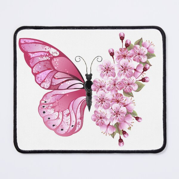 Item preview, custom pink butterfly face mask designed and sold by ZANTRART.