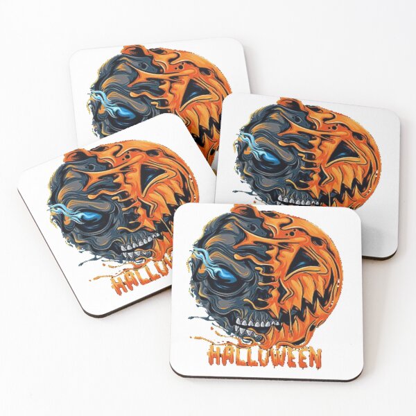 Item preview, Halloween Pumpkin Half Skull Looks Scary And Cool Editable Layers Vector Illustrations Skull, Skeleton designed and sold by ShopDisct.
