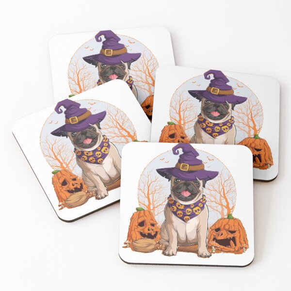 Item preview, funny Dog In Halloween Disguise Sitting On A Broom And Wearing Witch Hat With Pumpkins On His Sides designed and sold by ShopDisct.