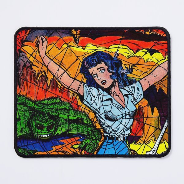 Item preview, Web of Mystery Vintage Comic, Woman stuck in spider web, Damsel in distress,  designed and sold by Nostrathomas66.
