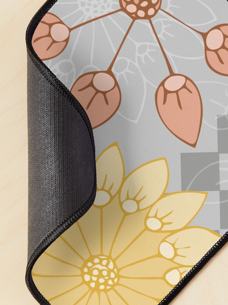 Alternate view of Yellow, Coral, and Gray Blooms Mouse Pad