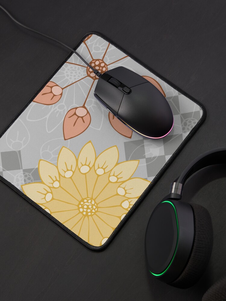 Alternate view of Yellow, Coral, and Gray Blooms Mouse Pad