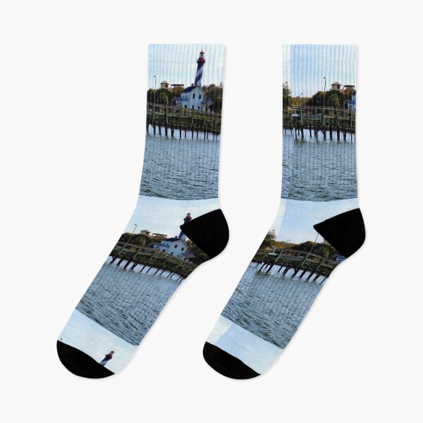 Item preview, St. Augustine Beach, Florida, lighthouse from the waterfront  designed and sold by InkyandCotton.