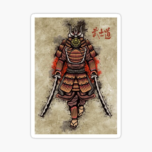 Japanese Samurai Warrior Anime bound to Bushido Code in Kanji Sticker for  Sale by Tatzki-Design