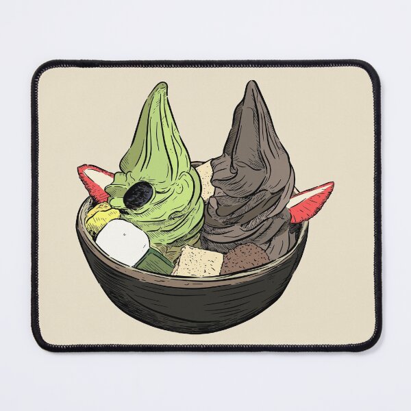 Item preview, Japanese Anmitsu Dessert - Black Sesame and Matcha Soft Serve With Toppings designed and sold by Alicia Chee.