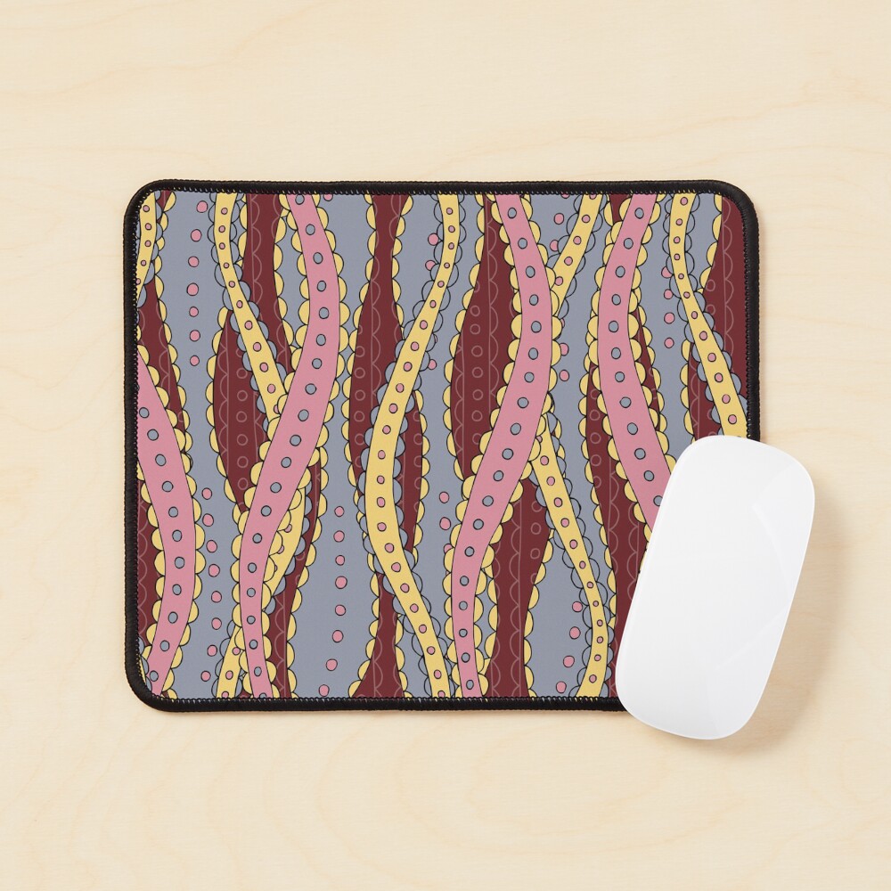 Doodled Ribbon Stripes Mouse Pad