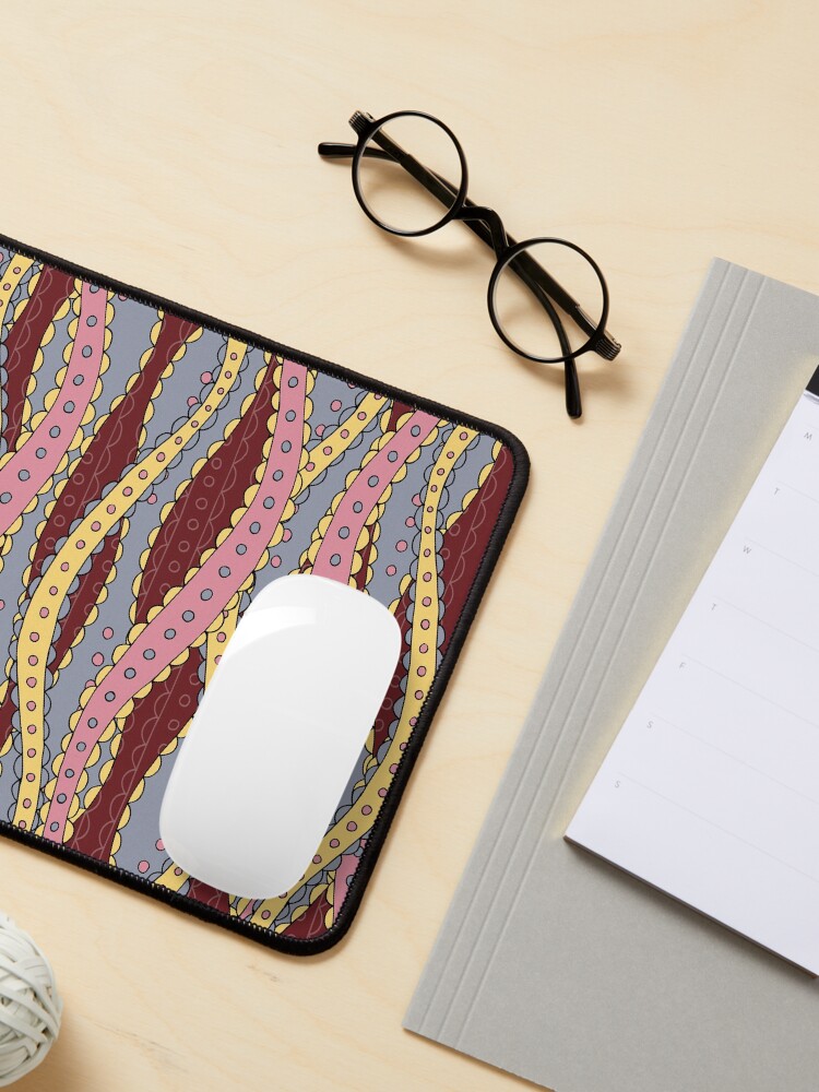 Alternate view of Doodled Ribbon Stripes Mouse Pad