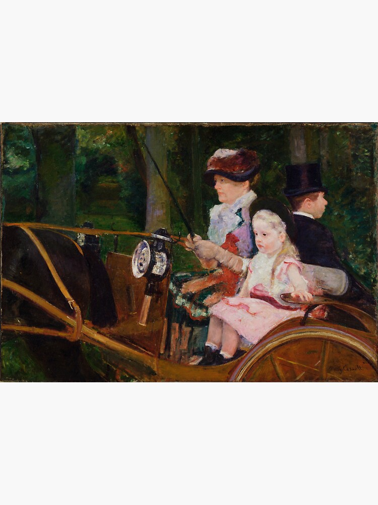 Thumbnail 3 of 3, Sticker, 'A Woman And A Girl Driving' by Cassatt (Reprint) designed and sold by RozAbellera.