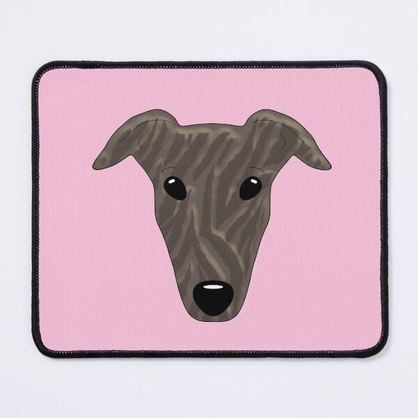 Item preview, Dark brindle greyhound on pink background designed and sold by houndpixnz.