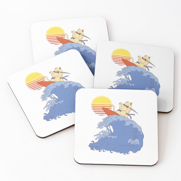 Item preview, Japanese Cat Catana surfing the great wave sunset vaporwave designed and sold by TRIBExSPACE.