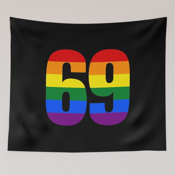 Item preview, Sixty Nine 69 Rainbow Gay Pride Stripes LGBT LGBTQ designed and sold by MrRoccoBlue.