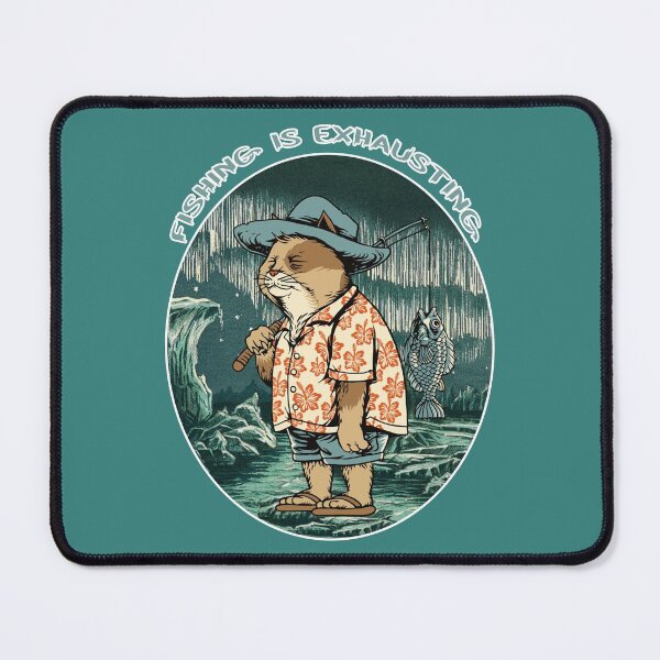 Item preview, Cat fisherman exhausted illustration designed and sold by Astralia.