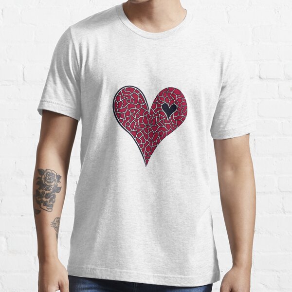 Red Eight Broken Heart Embroidered T Shirt Size Small Black Unisex