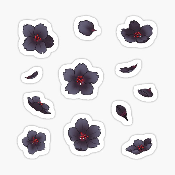 Falling Black Sakura Cherry Blossom Sticker