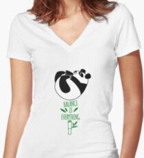 Balance Is Everything! Tumbling panda. Women's Fitted V-Neck T-Shirt