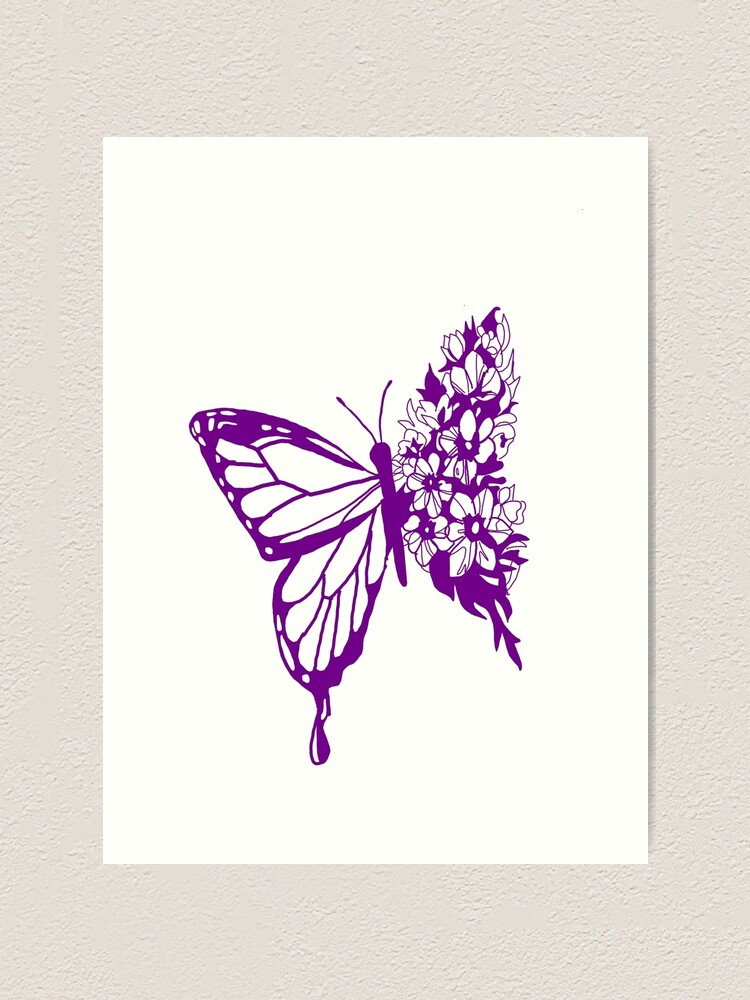 Lámina artística «Mariposa flor morada» de redpanda25 | Redbubble