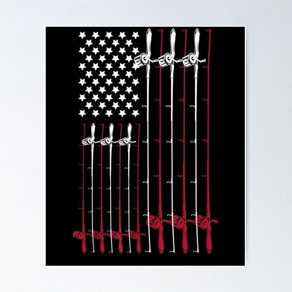 Fishing American Flag Vintage Fish Lovers Poster for Sale by