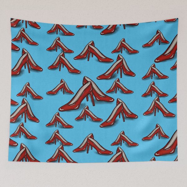 Item preview, Red Ruby Heels on Sky Blue Linen designed and sold by RC-aRtY.