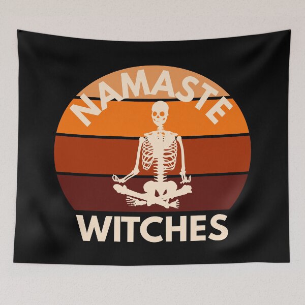 Item preview, Meditating skeleton Namaste Witches designed and sold by stickmeok.