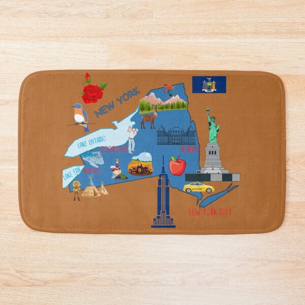 Item preview, New York tourist map with landmarks and famous symbols, USA designed and sold by mashmosh.