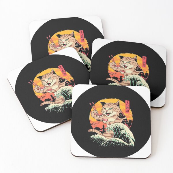 Item preview, Japanese Traditional Cat and Wave Design designed and sold by InkWaves Design.