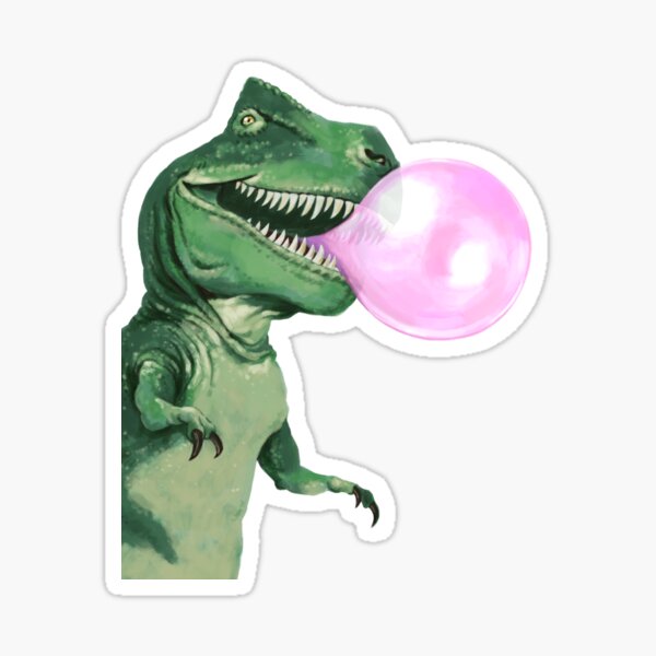 Bubble gum T-rex in Purple Sticker