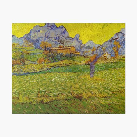 A Meadow in the Mountains , Le Mas de Saint-Paul (Remastered) , 1889 by Vincent Van Gogh Art Board Print