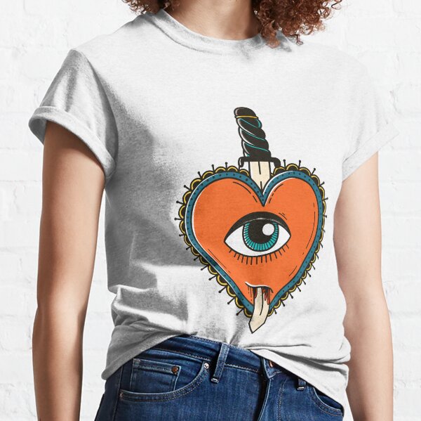 Retro demon heart tattoo Classic T-Shirt