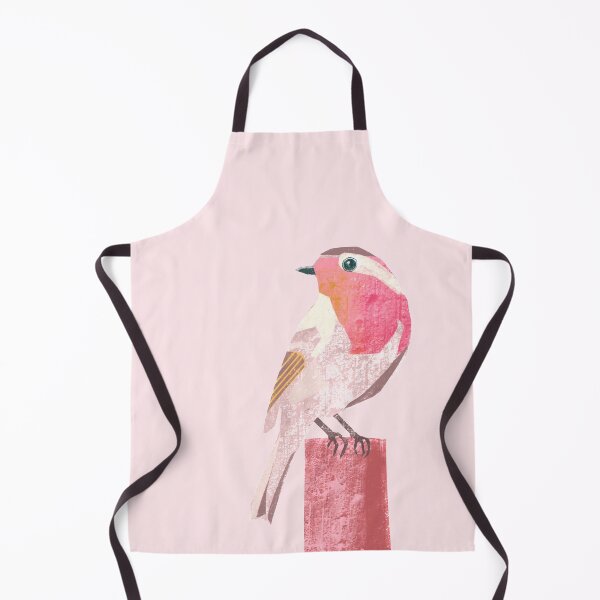Item preview, Robin illustration pink, yellow, red and grey colored bird designed and sold by ColorsHappiness.