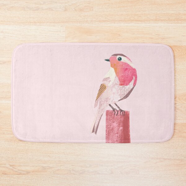 Item preview, Robin illustration pink, yellow, red and grey colored bird designed and sold by ColorsHappiness.