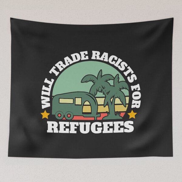 Item preview, Will trade racists for refugees (Camping RV Sunset) designed and sold by UnboundFull.